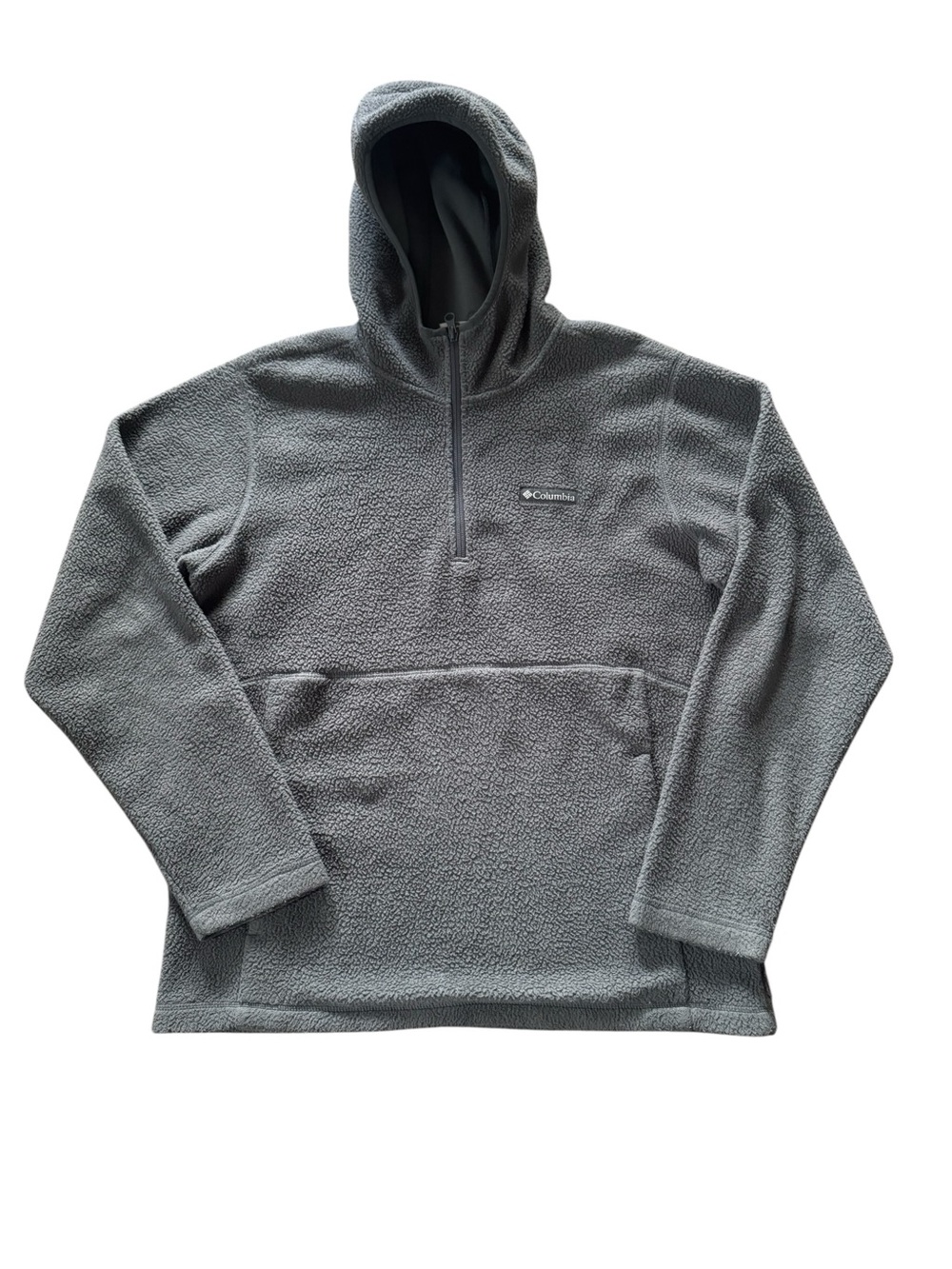 Columbia Fleece Hoodie Mens Medium Gray 1/4 Zip Pullover Jacket EUC